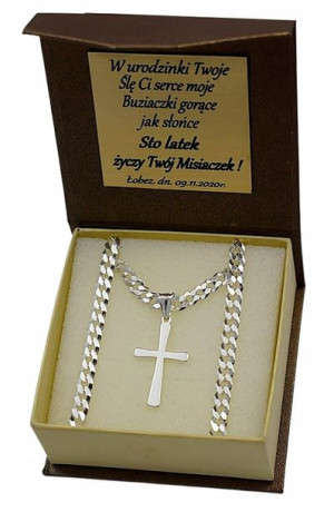 Łańcuszek Srebrny Diamentowany Z Krzyżykiem Pr 925