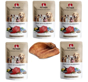 Petner Dziczyzna Borówka Karma Psa 5x500g Gratis