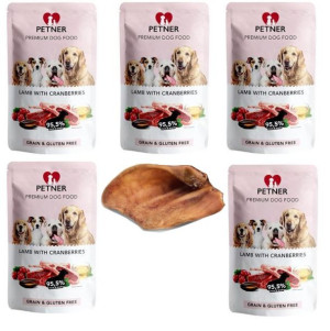 Petner Jagnięcina Żurawina Karma Psa 5x500g Gratis