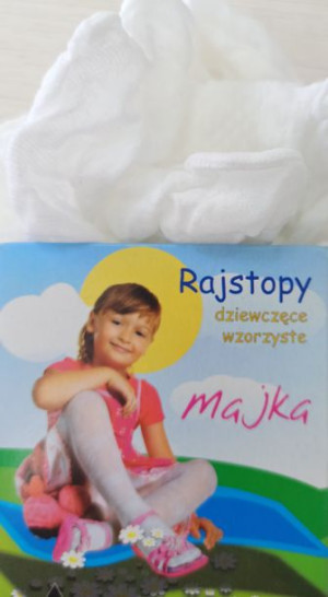 Rajstopy dziecięce białe wzorzyste MAJKA INEZ wzrost 128-134 cm