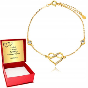 Złota Bransoletka 925 Nieskończoność Serce