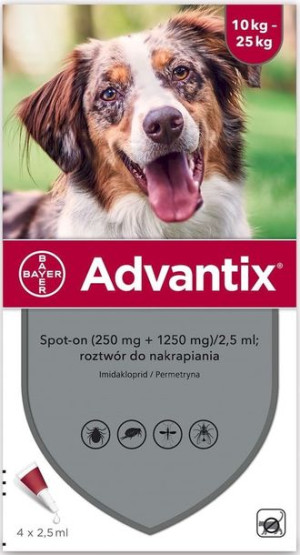 Advantix krople spot-on na pchły i kleszcze, pies 10-25kg