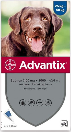 Advantix krople spot-on na pchły i kleszcze, pies 25-40kg