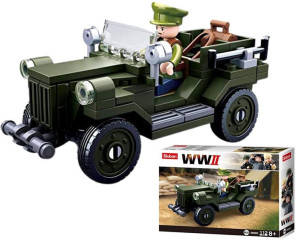 Klocki Sluban Samochód Wojskowy Jeep Gaz-67 Gazik Ww2 Armia 112 El.