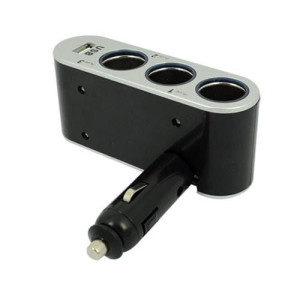Rozgałęźnik zapalniczki samochodowej(wtyk na 3 gniazda + gniazdo USB)