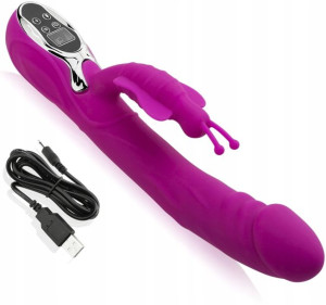 Duży Sex Wibrator Z Motylkiem Podgrzewany Do 45stc