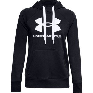 Bluza damska under armour rival fleece logo hoodie głęboka czerń 1356318 00