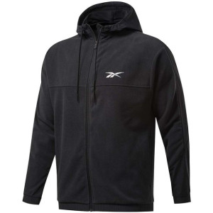 Bluza męska reebok workout ready fleece full zip hoodie czarna fs8450