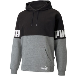 Bluza męska puma power colorblock hoodie fl szaro-czarna 846103 01