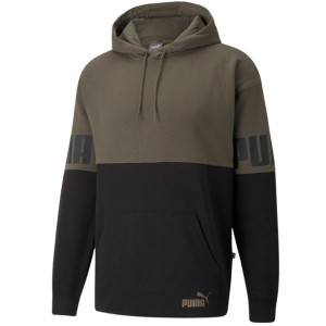 Bluza męska puma power colorblock hoodie fl zielono-czarna  846103 44