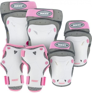 Ochraniacze na łyżworolki roces ventilated jr biało różowe 3 pack 301352 03