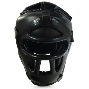 Kask bokserski z kratą czarny profight 703 pu senior