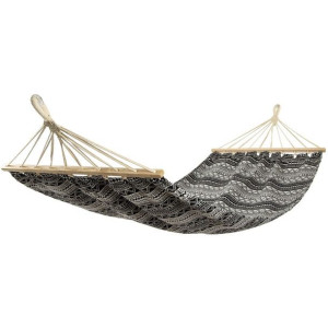 Hamak ogrodowy 2 osobowy etno 200x150cm czarno-biały 1031262