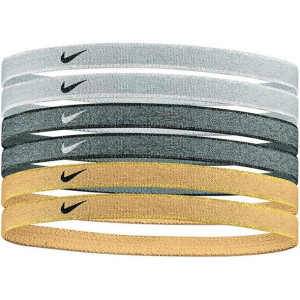 Opaski na głowę nike headbands 6 szt. srebrno-złoto-czarne n1002008097os
