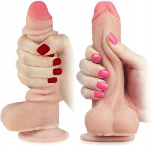 Realistyczne Dildo Z Przesuwną Skórą Ruchomy Rdzeń