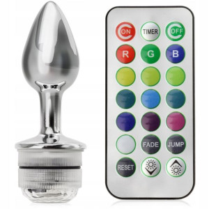Świecący Korek Analny Led 13 Kolorów Stalowy Plug
