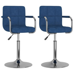 Obrotowe krzesła stołowe, 2 szt., niebieskie, obite tkaniną