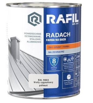 Farba Na Dach Radach 0,75L Biały Sygnałowy Półmat RAL 9003 Rafil