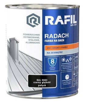 Farba Na Dach Radach 0,75L Czarny Połysk RAL 9005 Rafil