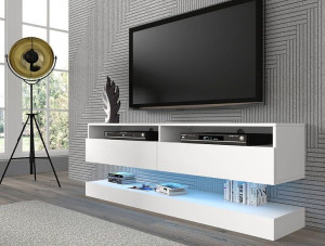 Wisząca biała szafka pod TV z panelem 160 cm