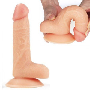 Dildo Żylaste z przyssawką Ultra Soft Dude 18 cm