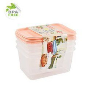 Pojemniki do żywności Flexi bez BPA komplet 3 x 1,3 l różowe pokrywki