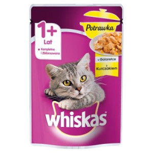 Pakiet 28szt Whiskas 1+lat Karma pełnoporcjowa w galaretce z kurczakiem 85g