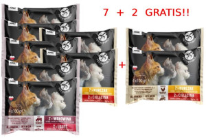 PetRepublic Box saszetek dla kota wołowina łosoś 4x100g - 5op. + kurczak ci