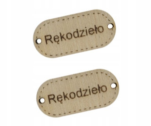 Guzik Tabliczka RĘKODZIEŁO drewno 2st 12x25mm NP02