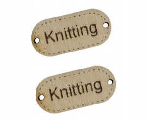 Guzik Tabliczka KNITTING drewno 2szt 12x25mm NP04