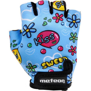 Rękawiczki rowerowe meteor kids kiss love jr niebieskie 24184-24186