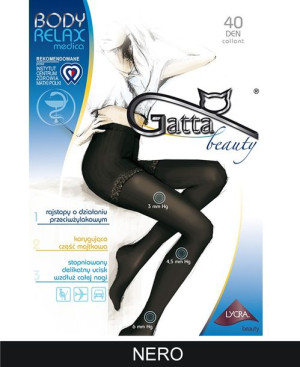 GATTA BODY RELAXMEDICA Rajstopy 40 DEN wz.00/2-S/Nero