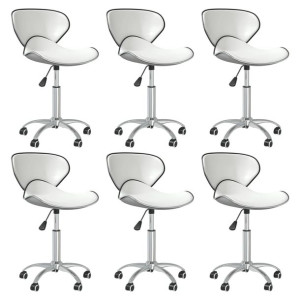 Obrotowe krzesła stołowe, 6 szt., białe, sztuczna skóra