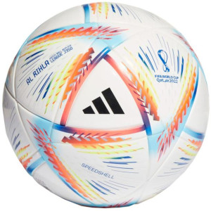 Piłka nożna adidas al rihla league junior j350 biało-pomarańczowo-niebieska