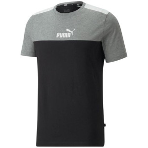 Koszulka męska puma ess+ block tee szaro-czarna 847426 01