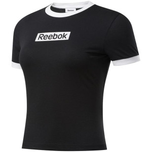 Koszulka damska reebok training essentials linear logo tee czarno-biała fk6