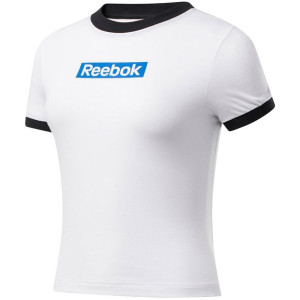 Koszulka damska reebok training essentials linear logo tee biało-czarna fk6