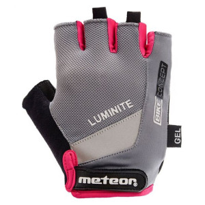 Rękawiczki rowerowe meteor gel gx34 szaro-różowe 26218-26219