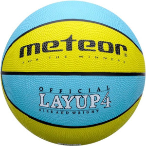 Piłka koszykowa meteor layup 4 żółto-niebieska 07046