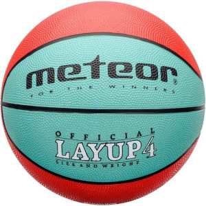 Piłka koszykowa meteor layup 4 czerwono-zielona 07047