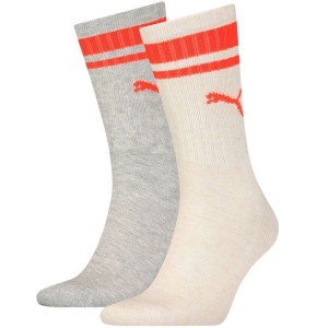 Skarpety puma crew heritage stripe 2p unisex beżowe, szare 907944 06