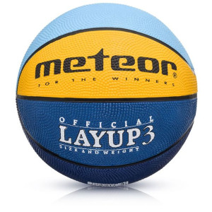 Piłka koszykowa meteor layup 3 błękitno-żółto-niebieska 07082