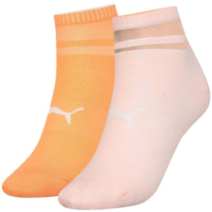 Skarpety damskie puma short sock structure 2 pary brzoskwiniowe, pomarańczo