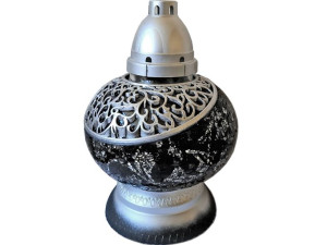 Znicz lampion KULKA CZARNO-SREBRNA +WKŁAD