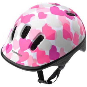 Kask rowerowy meteor ks06 hearts pink roz xs  44-48cm  24818