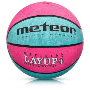 Piłka koszykowa meteor layup 4 różowo-niebieska 07078