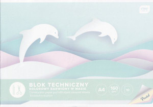 Blok techniczny kolorowy A4 10k 160g kartki barwione w masie pastel
