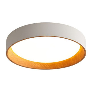Lampa Sufitowa Plafon Nowoczesny Led Biały Drewno