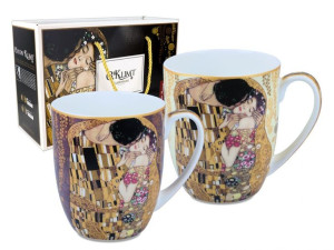 Kpl. 2 kubków - G. Klimt, Pocałunek (kremowe i brązowe tło, CARMANI)
