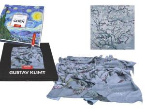 Chusta - V. van Gogh, Kwitnący Migdałowiec, srebrny (CARMANI)